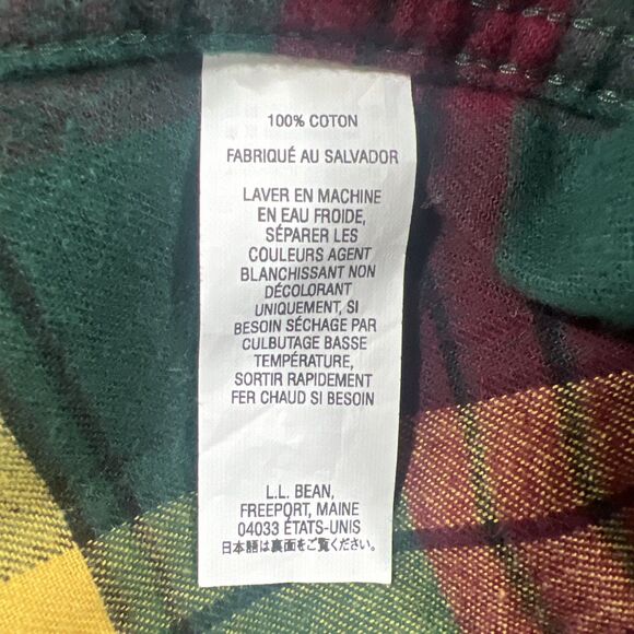 LL Bean Shirt Men's Red Green Scotch Plaid Flannel Traditional Fit Button Up Med - Picture 6 of 10